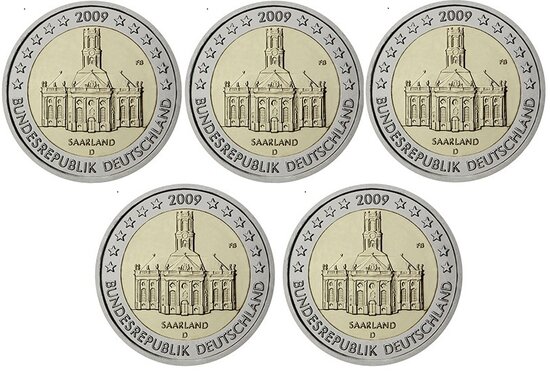 2009: 5 X 2 euro, Saarland Ludwigskirche