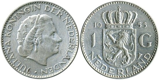 1 Gulden 1954, zilver 720/1000