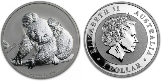 Australië 1 Dollar 2010, "Koala", 1 Troy ounce Zilver Ag 0,999