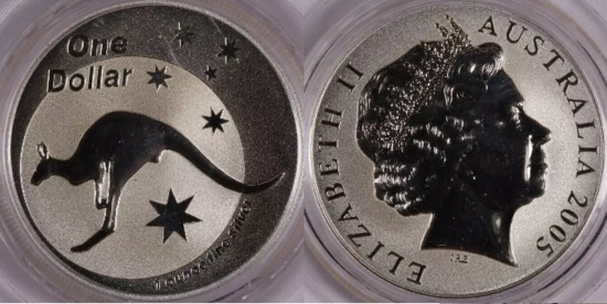 Australië 1 Dollar 2005, "Kangaroo", 1 Troy ounce Zilver Ag 0,999