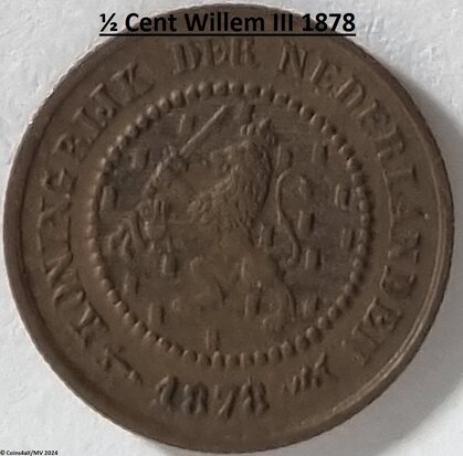 Nederland  ½ Cent 1878, Zfr.