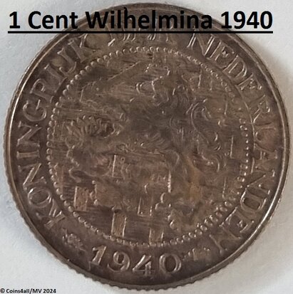 Nederland  1 Cent 1940 P.