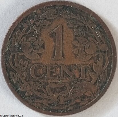 Nederland  1 Cent 1928 Zfr.