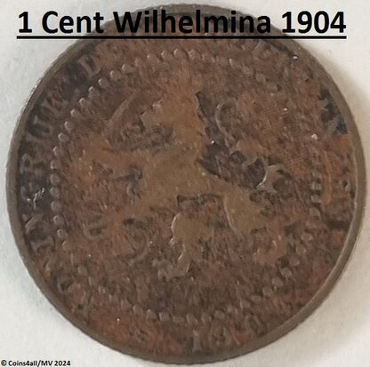 Nederland  1 Cent 1904 Fr.