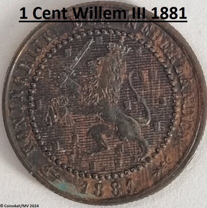 Nederland  1 Cent 1881 Zfr.