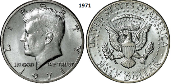 ½ Dollar 1971, zonder mmt