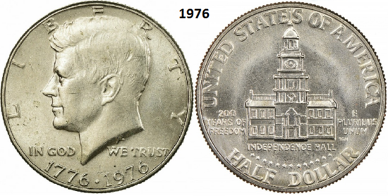 ½ Dollar 1976, zonder mmt