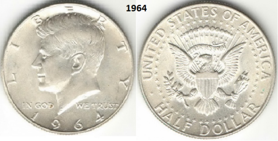 ½ Dollar 1964, zonder mmt