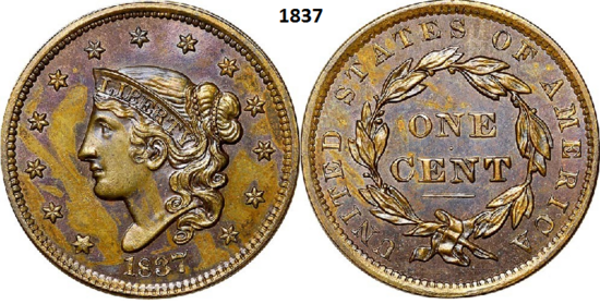 1 Cent 1837, geen mmt