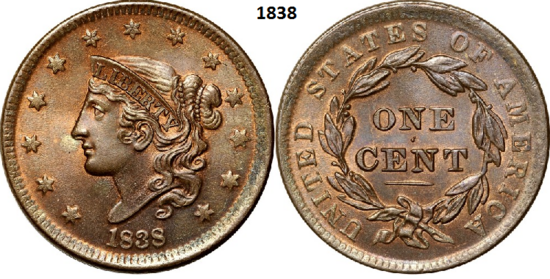 1 Cent 1838, geen mmt