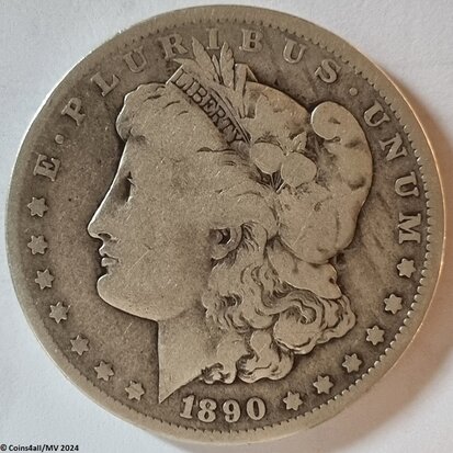 1 Morgan Dollar 1890, O, F+