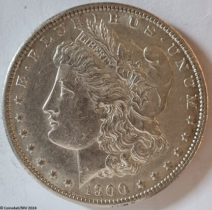 1 Morgan Dollar 1900, zonder mmt, Prachtig /  EF