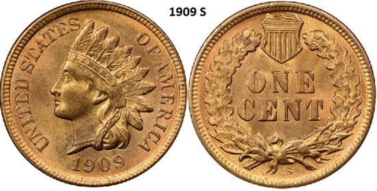 1 Cent 1909, S, Indian Head