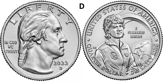 25 Cent 2022, Dr. Sally Ride, UNC, D