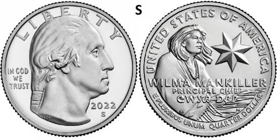 25 Cent 2022, Wilma Mankiller, UNC, S