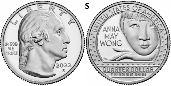 25 Cent 2022, Anna May Wong, UNC, S