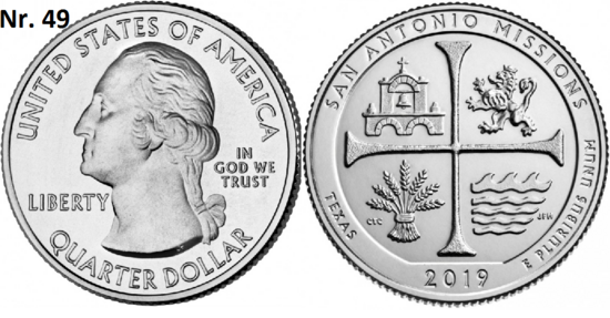 25 Cent 2019, San Antoino Missions National Historical Park, Texas