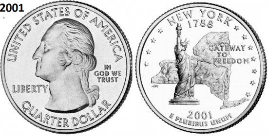 25 Cent 2001, New York 'The Empire State', UNC