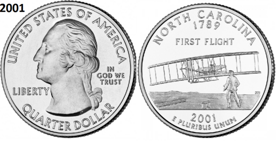 25 Cent 2001, North Carolina 'The Tar Heel State', UNC