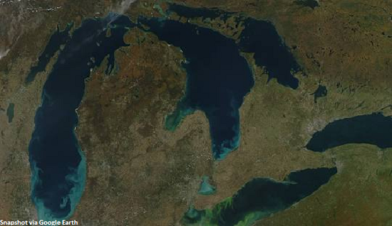 Great lakes via Google Earth