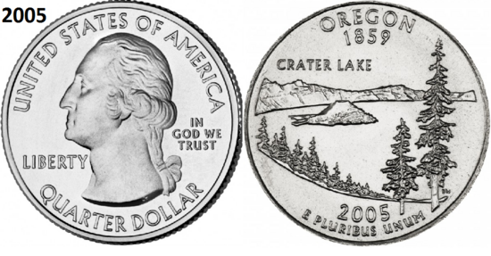 25 Cent 2005, Oregon 'The Beaver State', UNC