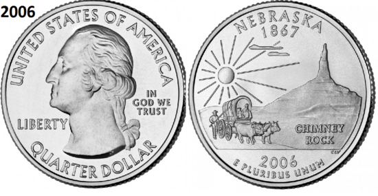 25 Cent 2006, Nebraska 'The Cornhusker State', UNC