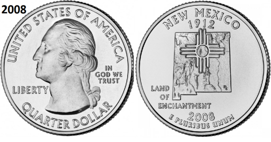 25 Cent 2008, New Mexico 'The Land of Enchantment State', UNC