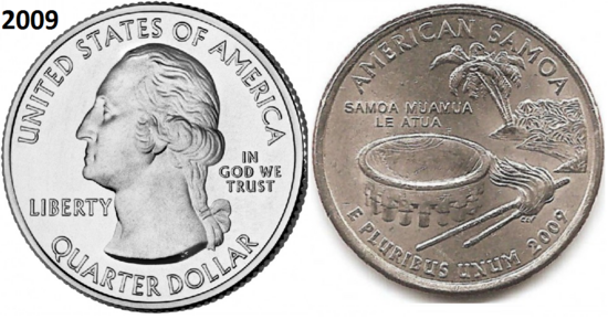 25 Cent 2009, Amerikaans- of Oost-Samoa , UNC