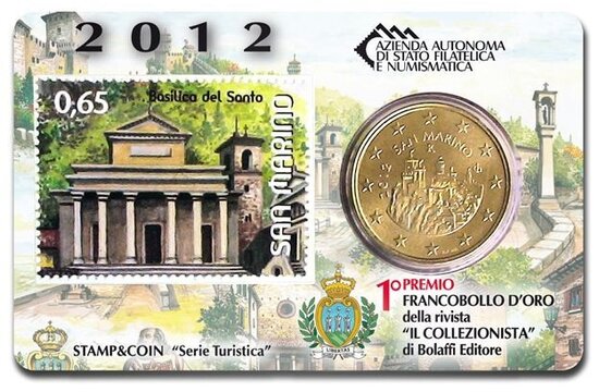 2012: coincard 'Basilica del Santo' met postzegel en 50 eurocent