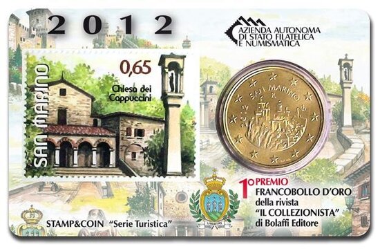 2012: Coincard 'Chieso dei Cappucini' met postzegel en 50 eurocent