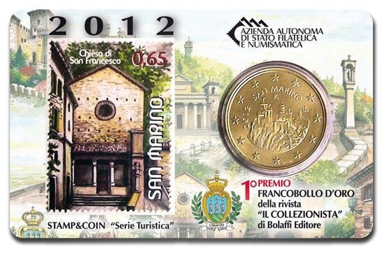 2012: coincard 'Chiesa di San Francesca' met postzegel en 50 eurocent