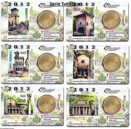 San Marino 6 coincard 2012 'Turistica' met postzegel en 50 eurocent