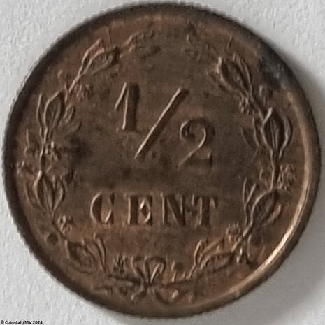 Nederland  ½ Cent 1884, Zfr.+