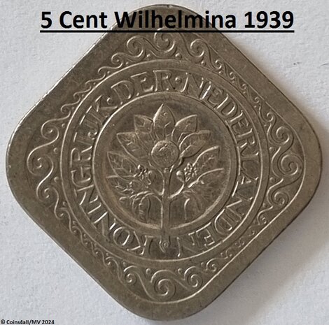 Nederland  5 Cent 1939 P.