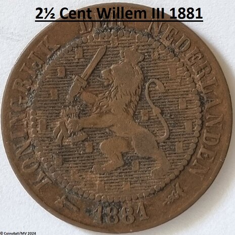 Nederland  2½ Cent 1881 Fr.