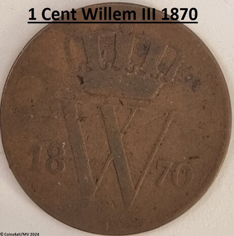 Nederland  1 Cent 1870 Fr.