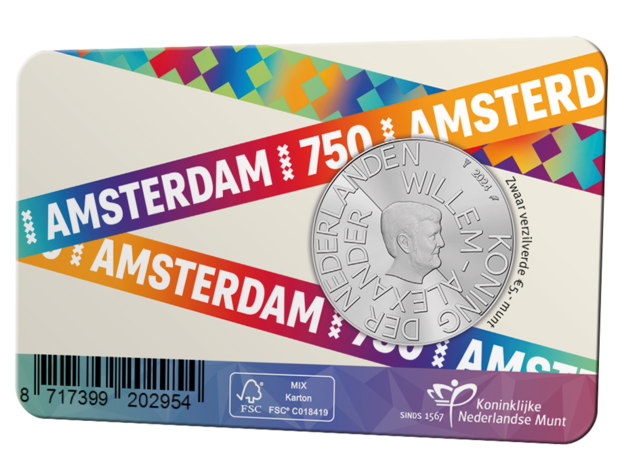 Nederland  5 euro 2024 "750 Jaar Amsterdam", UNC in coincard, achterkant