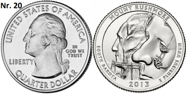 25 Cent 2013, Mount Rushmore National Memorial, South Dakota