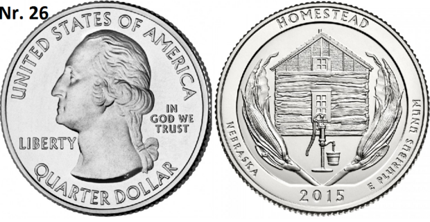 25 Cent 2015, Homestead National Monument of America, Nebraska