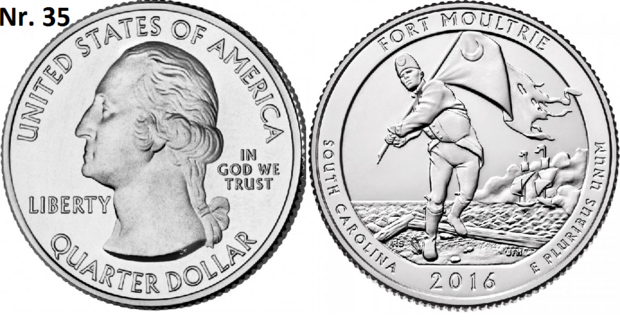 25 Cent 2016, Fort Moultrie en Fort Sumter National Monument, South Carolina