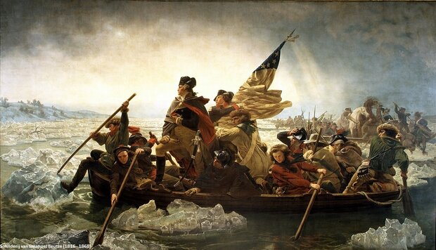 'Washington crossing the Delaware', schilderij van Emanuel Leutze