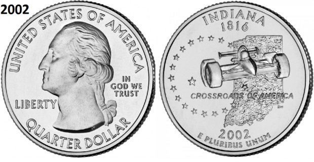 25 Cent 2002, Indiana 'The Hoosier State', UNC