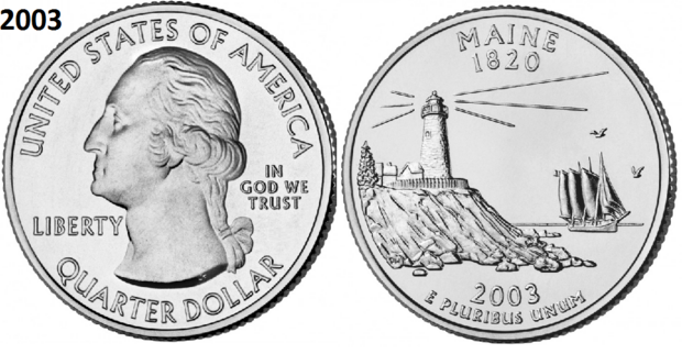 25 Cent 2003, Maine 'The Pine Tree State', UNC