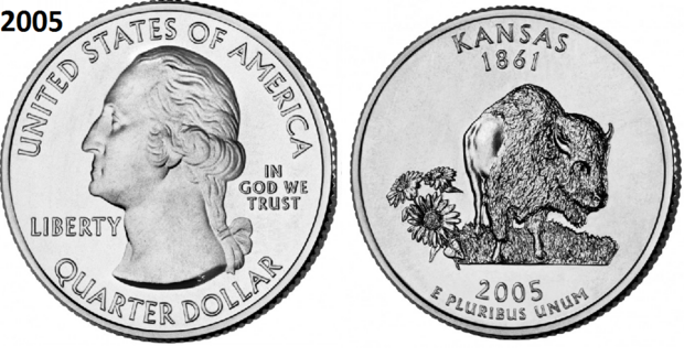 25 Cent 2005, Kansas 'The Sunflower State', UNC