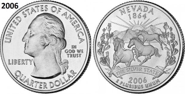 25 Cent 2006, Nevada 'The Silver State', UNC