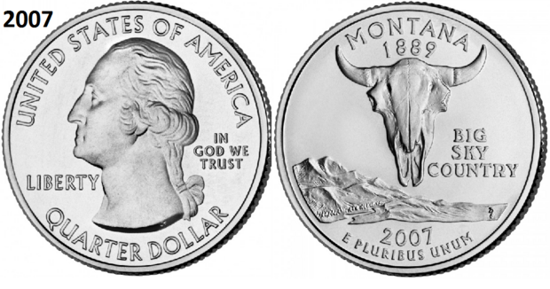 25 Cent 2007,  Montana 'The Treasure State', UNC