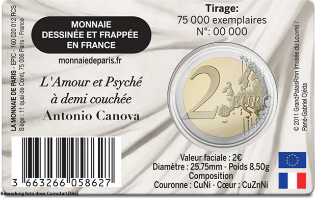 Achterkant coincard Amour en Psyche