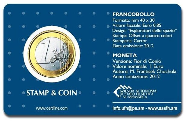 2012: Coincard met postzegel en 1 euromunt