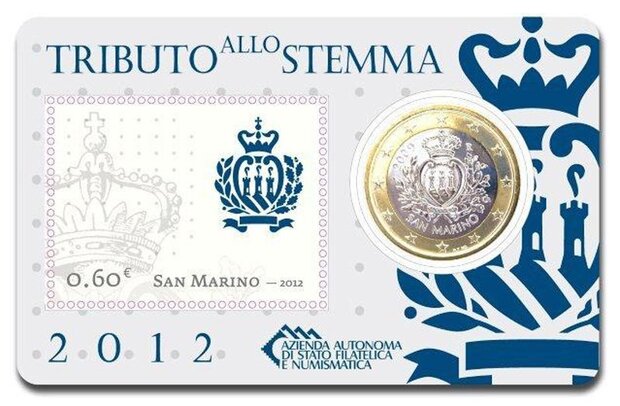 2012: Coincard met postzegel en 1 euromunt