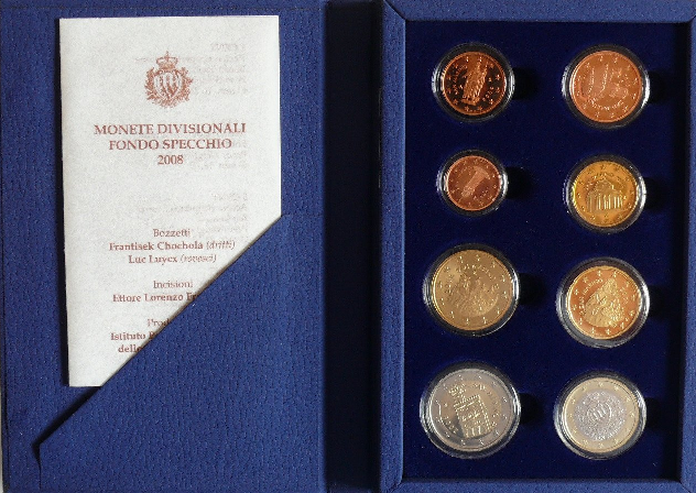 San Marino Proof-set 2008 met normale 2 euromunt - coins4all